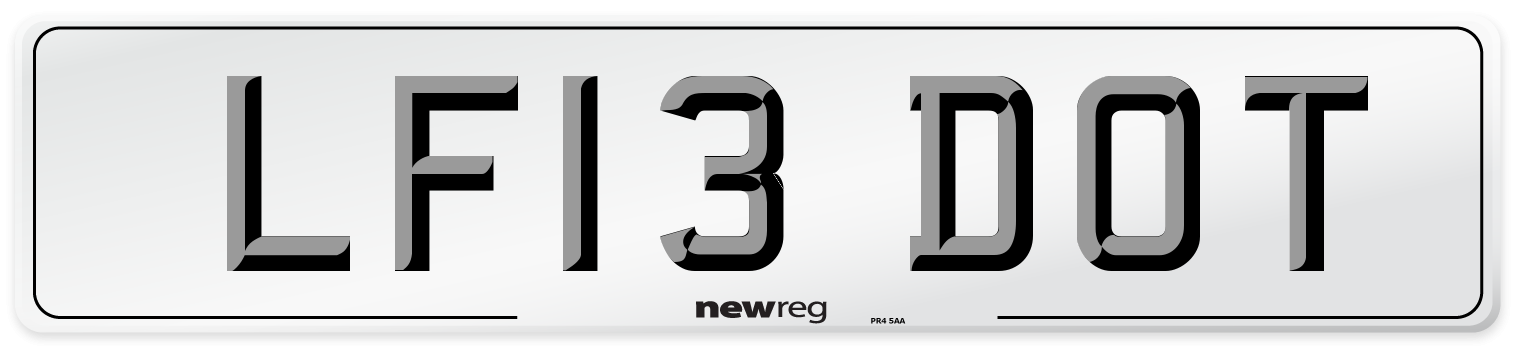 LF13 DOT Number Plate from New Reg